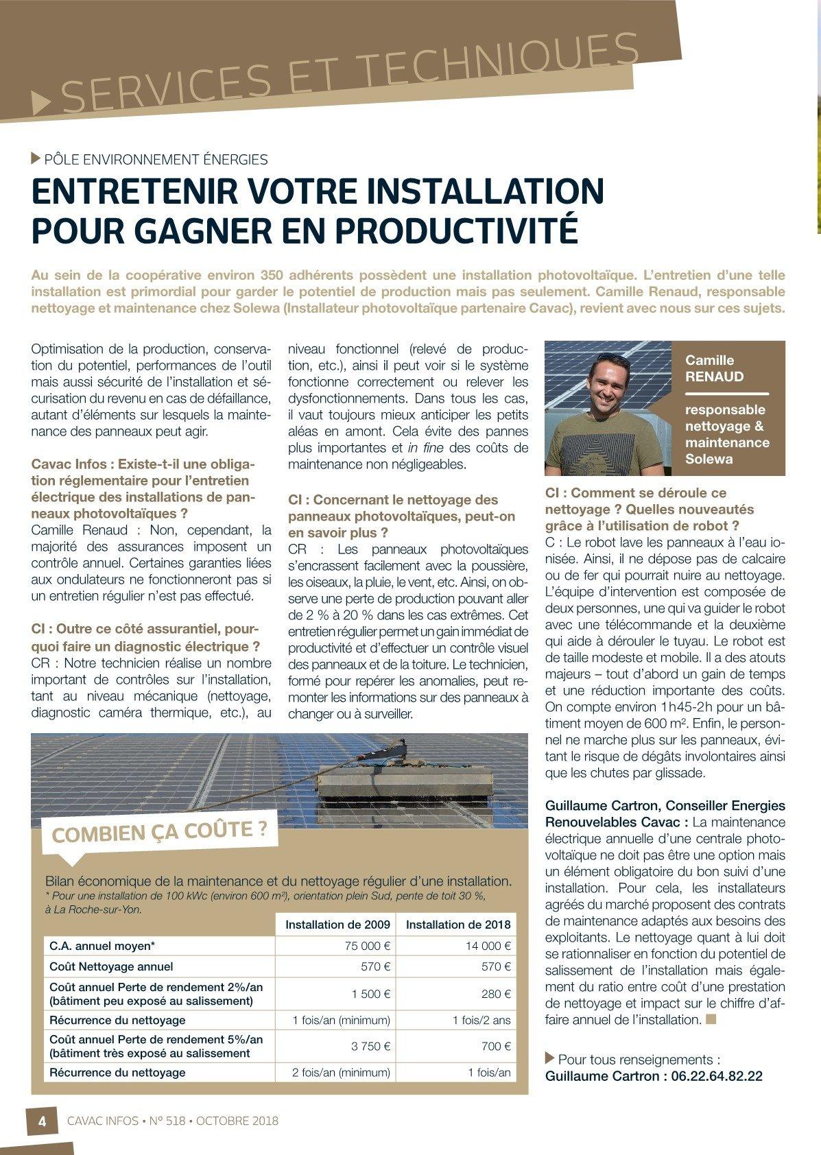 Performance des installations: Cavac Infos fait le point